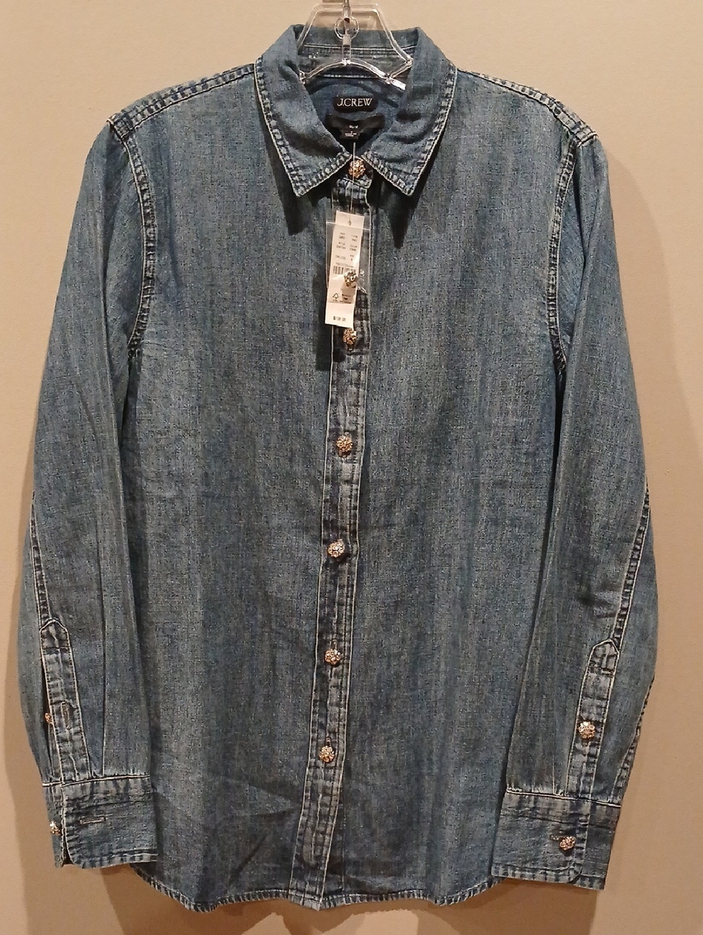 J.Crew Denim Button-Up Shirt in Mid Blue